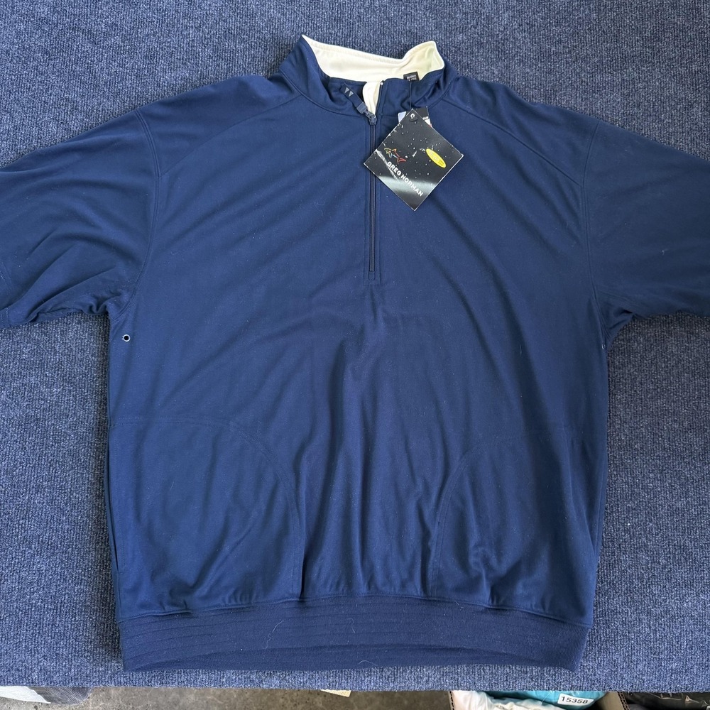 Greg Norman PlayDry Jacket Mens Large Blue Short Sleeve 1/4 Zip Golf Windbreaker